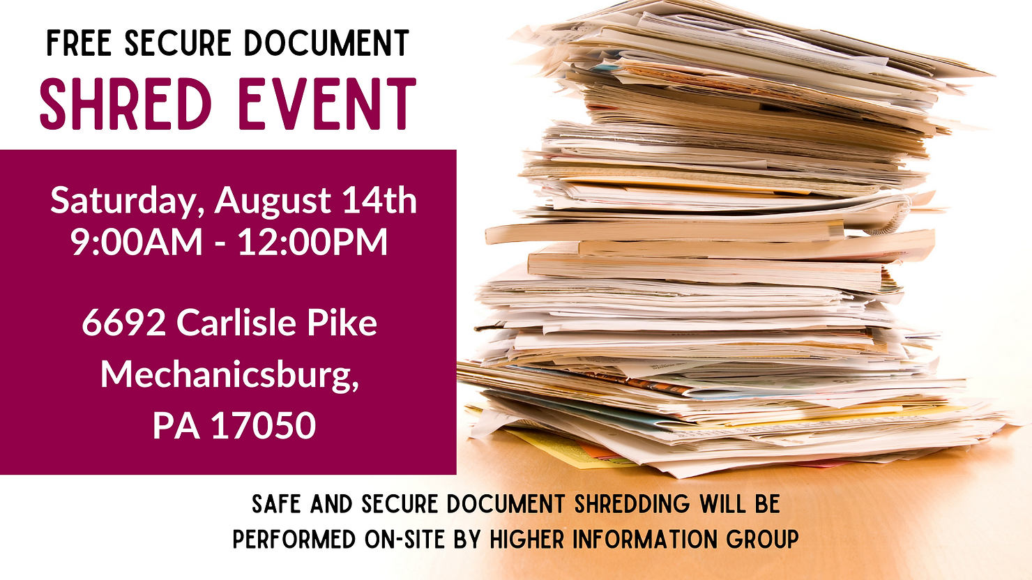 Come visit NCFCU at our local FREE document shredding events! NCFCU